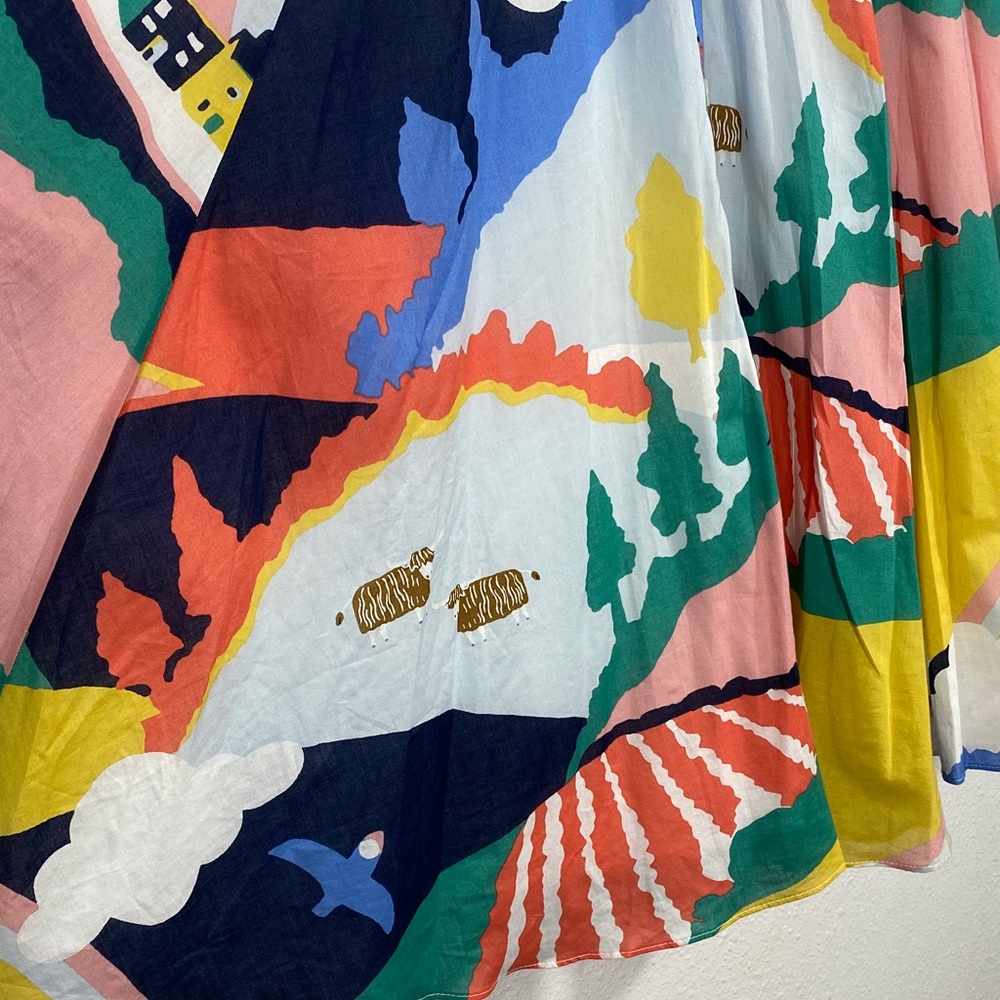 Boden Multicolor Abstract Long Sleeve Dress Size 8P 100% Cotton - Picture 5 of 16